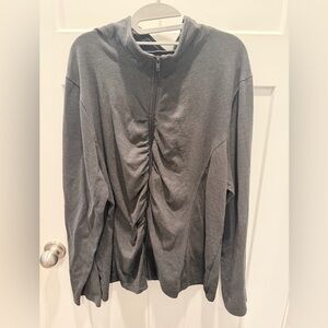 Mix & Co Charcoal Zip Front Hoodie Ruched Active Top Size 3X